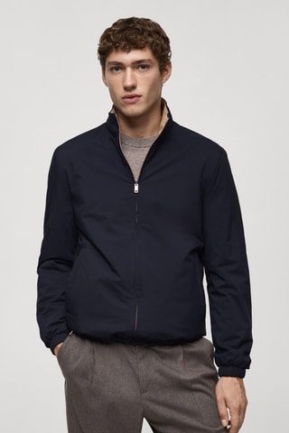 Reversible quilted water-repellent reversible jacket - Bleu marine