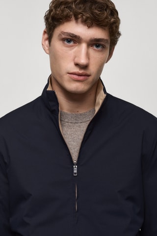 Reversible quilted water-repellent reversible jacket - Bleu marine