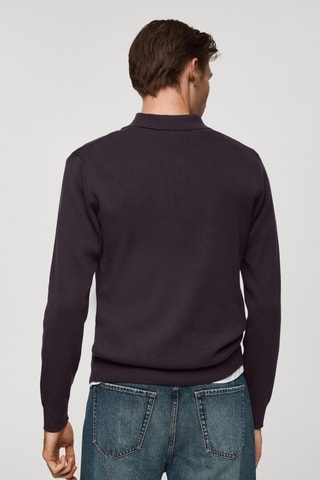 Pull-over polo maille fine coton - Violet