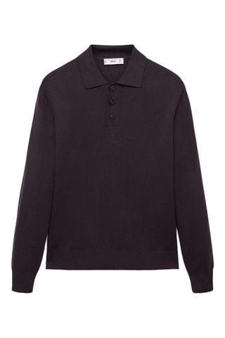 Pull-over polo maille fine coton - Violet