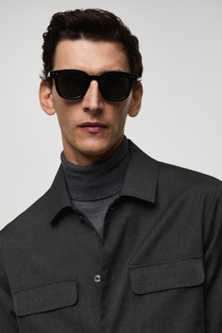 Surchemise slim-fit poches - Gris foncé chiné