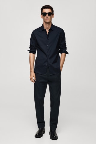 Chemise 100 % coton twill regular-fit - Bleu marine