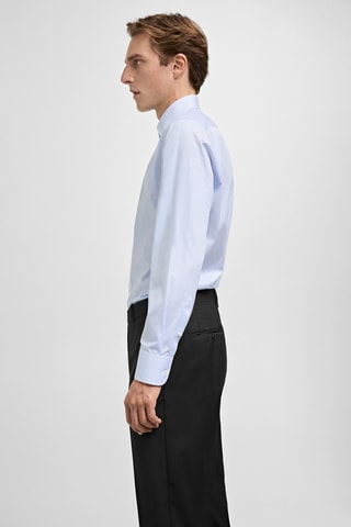 Chemise 100 % coton rayures slim-fit - Bleu