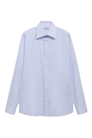 Chemise 100 % coton rayures slim-fit - Bleu