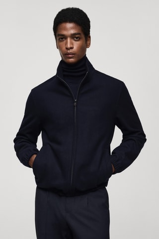 Blouson laine regular-fit - Bleu marine