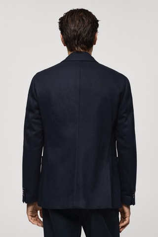 Veste flanelle laine vierge - Bleu marine
