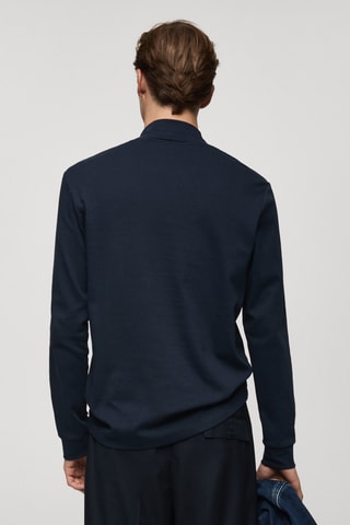 T-shirt coton col montant - Bleu marine