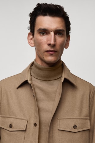 Surchemise laine poches - Marron