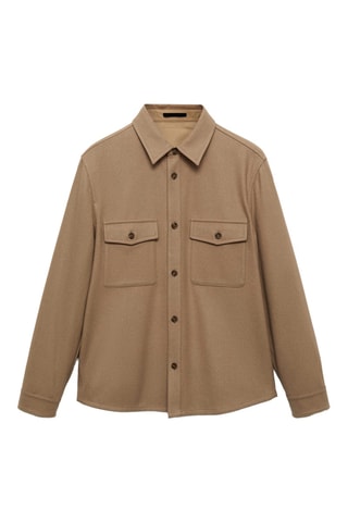 Surchemise laine poches - Marron