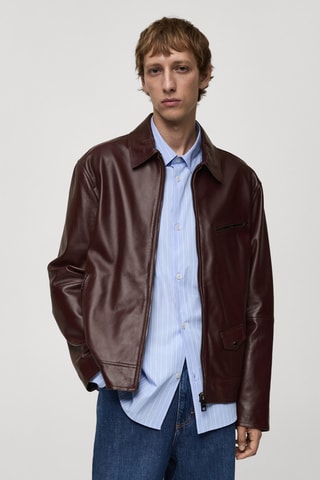 Blouson 100 % cuir nappa - Bordeaux