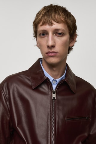 Blouson 100 % cuir nappa - Bordeaux