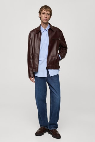 Blouson 100 % cuir nappa - Bordeaux