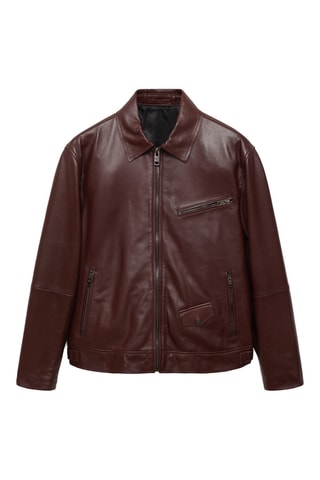 Blouson 100 % cuir nappa - Bordeaux