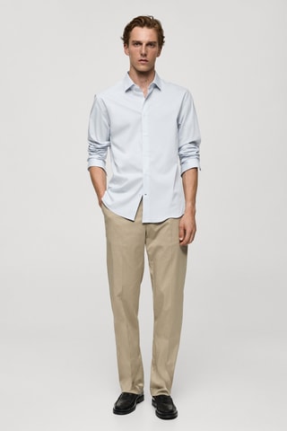 Chemise regular-fit coton stretch - Bleu clair