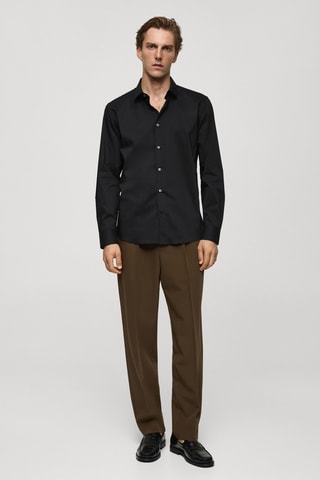 Chemise regular-fit coton stretch - Noir