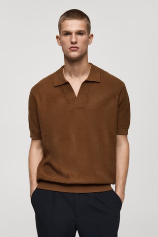 Polo maille moyenne structure coton - Café
