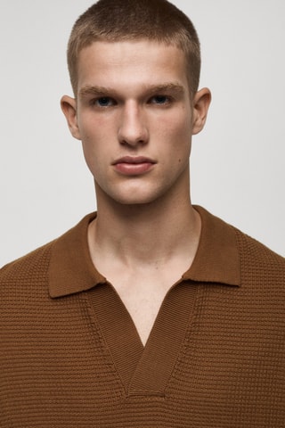 Polo maille moyenne structure coton - Café