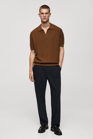 Polo maille moyenne structure coton - Café