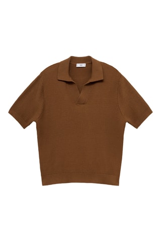 Polo maille moyenne structure coton - Café