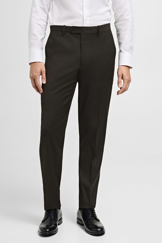 Pantalon costume slim-fit tissu comfort stretch - Marron