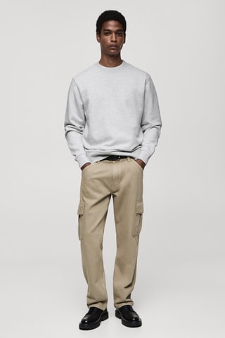 Sweat-shirt regular-fit 100 % coton - Gris clair chiné