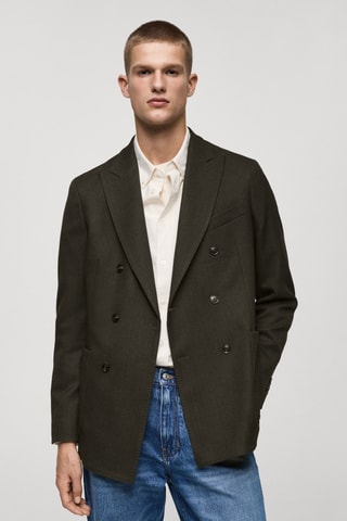 Veste croisée chevrons slim-fit - Vert