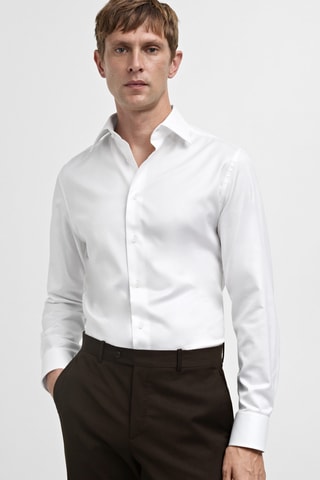 Chemise costume slim fit coton - Blanc