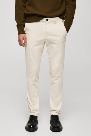 Pantalon velours côtelé slim-fit - Écru