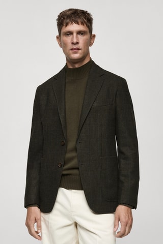 Veste slim-fit laine mélangée - Kaki