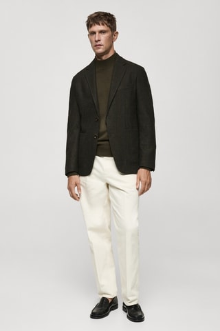 Veste slim-fit laine mélangée - Kaki