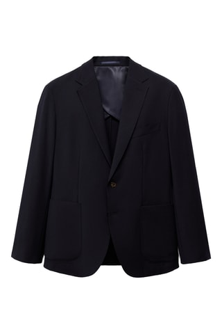 Veste laine slim-fit poches - Bleu marine