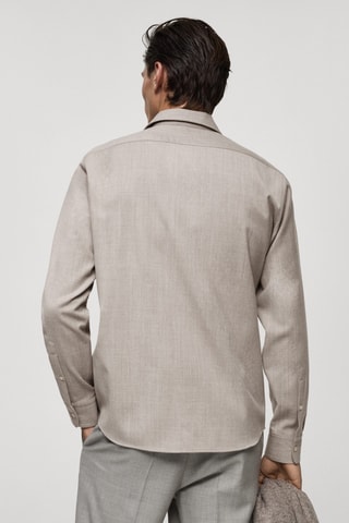 Chemise 100 % laine poche - Beige
