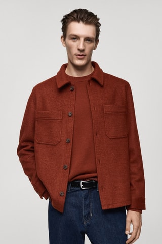 Veste laine à poches - Orange foncé