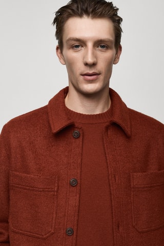 Veste laine à poches - Orange foncé