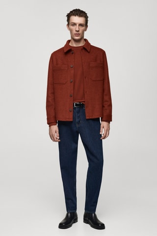Veste laine à poches - Orange foncé