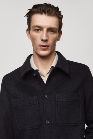 Veste laine à poches - Bleu marine