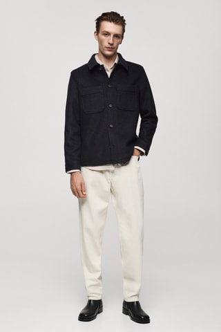 Veste laine à poches - Bleu marine