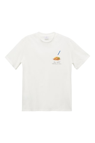 T-shirt 100 % coton imprimé - Blanc cassé