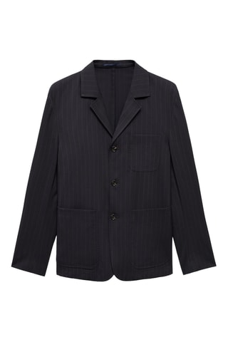 Veste costume laine slim-fit rayures - Bleu marine