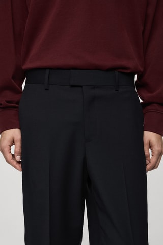 Pantalon costume laine mélangée regular-fit - Bleu marine