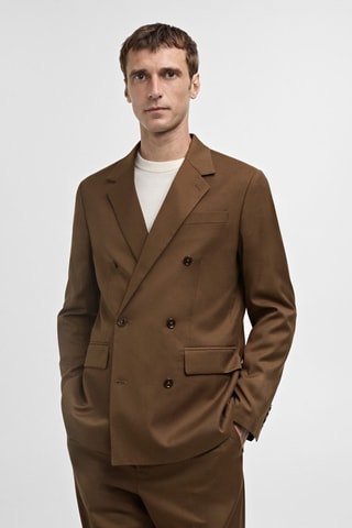 Veste costume slim-fit boutons croisés - Marron