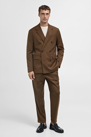 Veste costume slim-fit boutons croisés - Marron