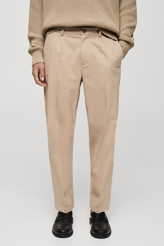 Pantalon regular fit coton pinces - Écru