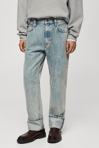 Jean straight-fit à revers - Bleu clair