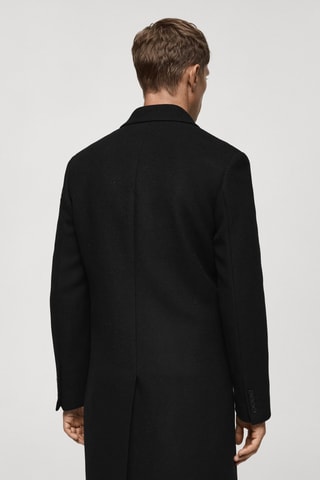 Manteau croisé laine recyclée - Noir