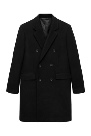 Manteau croisé laine recyclée - Noir