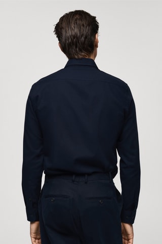 Chemise costume cachemire et coton - Bleu marine