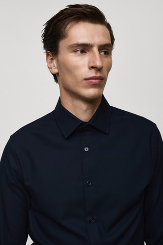 Chemise costume cachemire et coton - Bleu marine