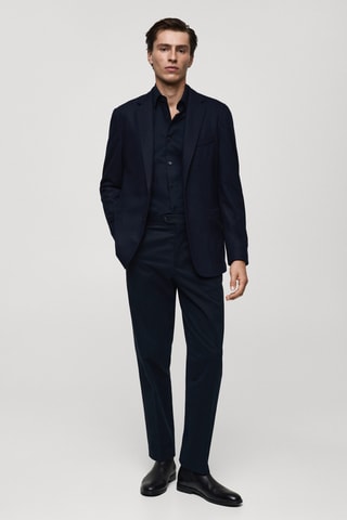 Chemise costume cachemire et coton - Bleu marine