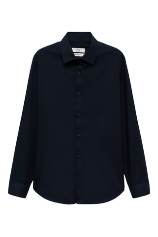 Chemise costume cachemire et coton - Bleu marine